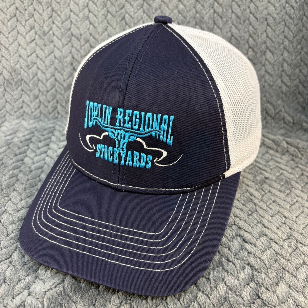 Embassy Joplin Regional Stockyards Trucker Hat Navy Blue White Mesh Snapback Cap